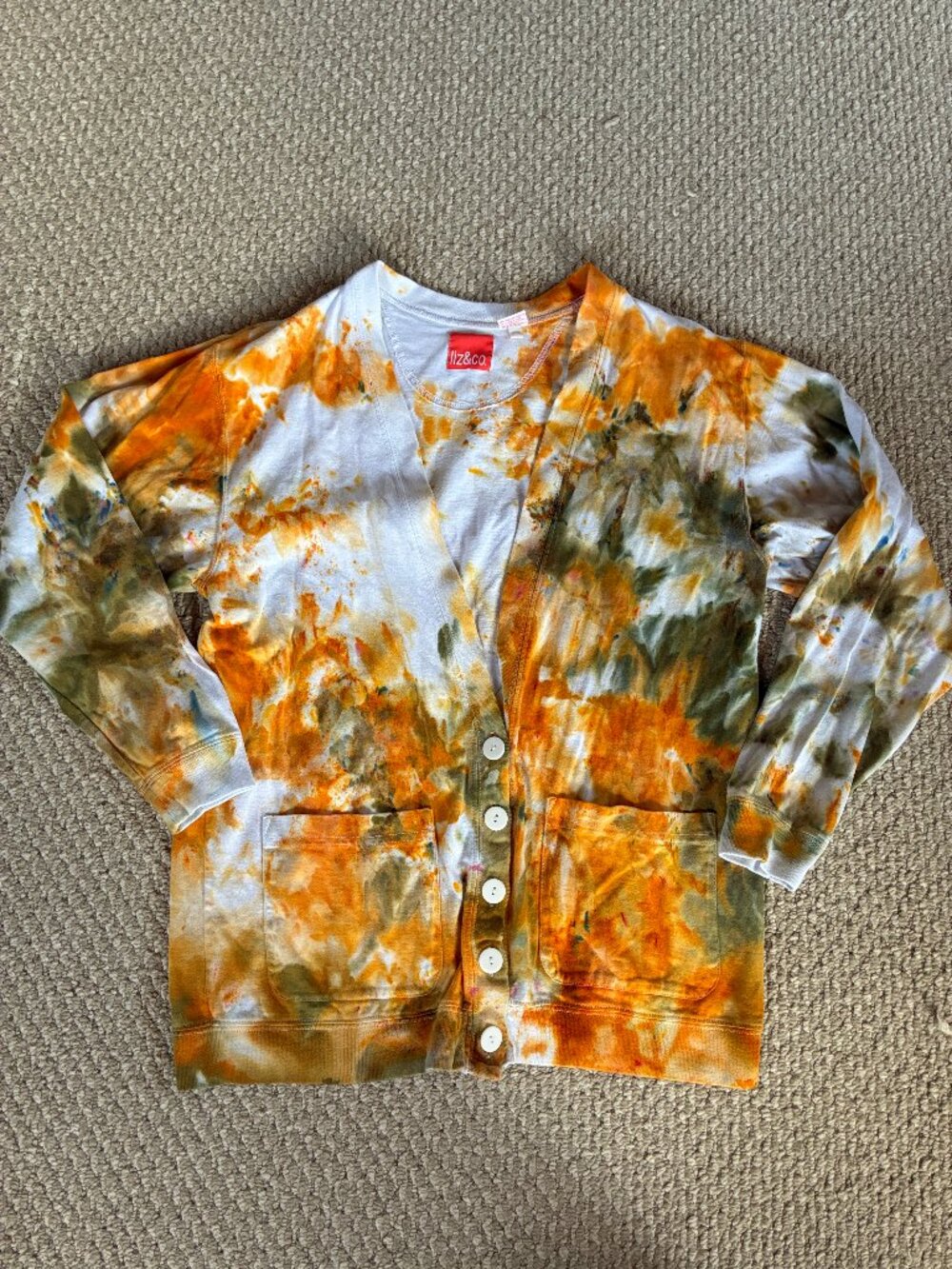 Liz & Co Tie Dye Cardigan XS 100% Cotton Peru